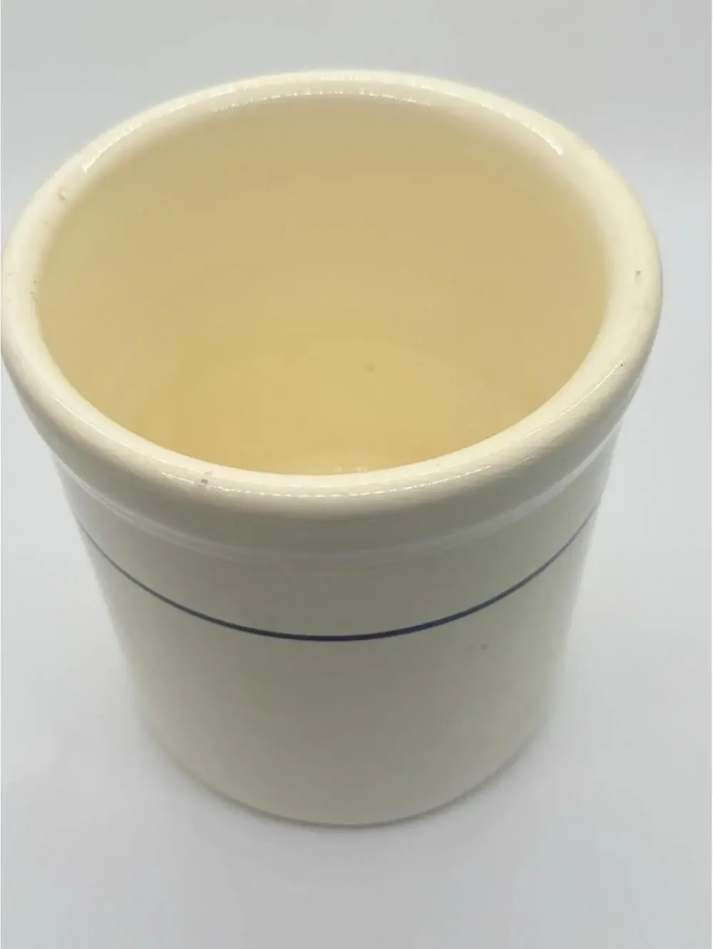 Vintage Gaetano Pottery Crock California USA White Blue Stripe 5.25